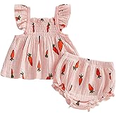 Mubineo Baby Girl Summer Clothes Cute Basic Plain Cotton Linen Ruffle Tops Dress Shorts Outfits Set Shirt Princess Outfit
