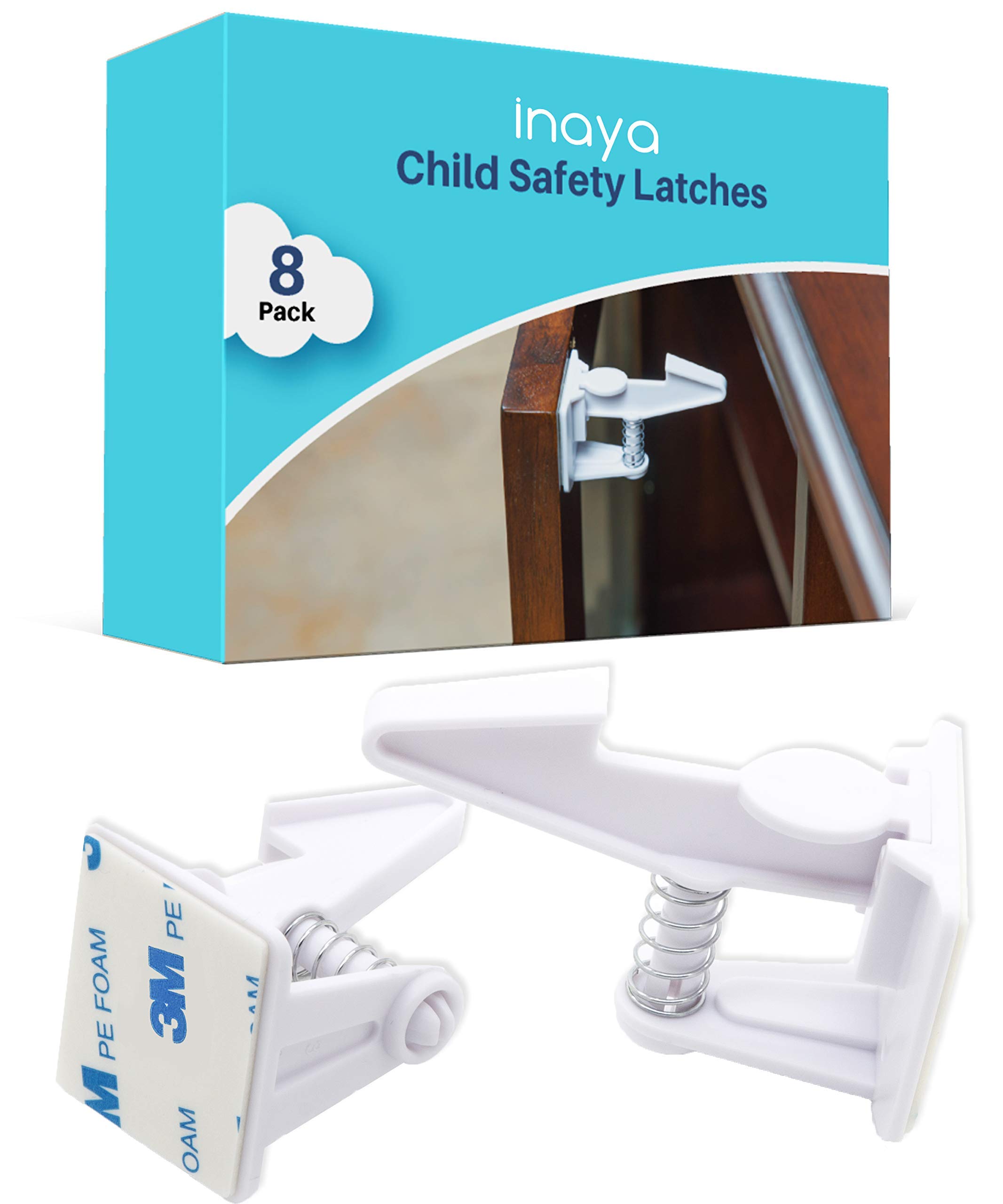 Cabinet Locks Child Safety Latches (8 Pack) - Baby Proofing Cabinets & Drawers Locks - Child Proof Your Home - No Drilling & No Tools Required!