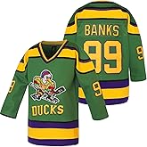 Youth Mighty Ducks Jersey Charlie Conway #96 Adam Banks #99 Movie Ice Hockey Jersey for Kids