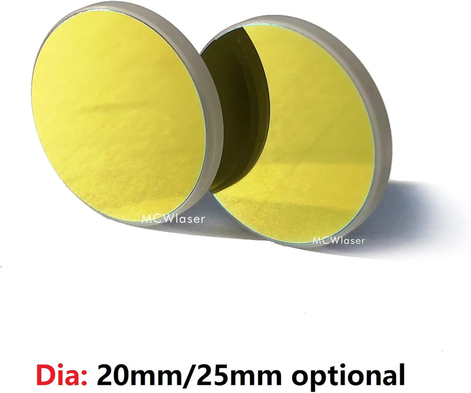 MCWlaser 3PCS K9 Glass Mirror Coated Gold Dia:20mm for CO2 Laser Engraving Cutting 40W or 50W, Dia: 20mm ; 3PCS - Image 3