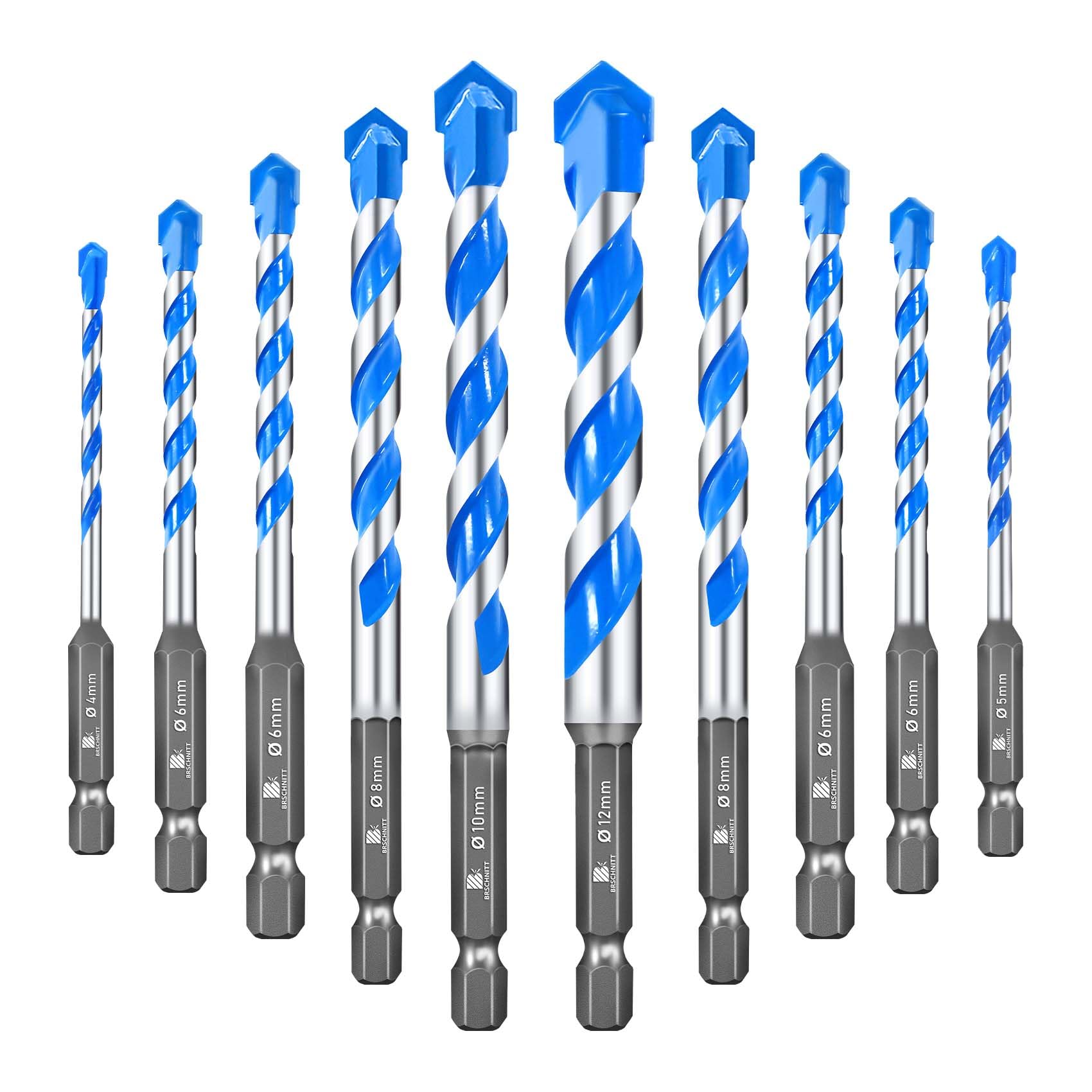 BRSCHNITT Masonry Drill Bit Set - Concrete Drill Bit Set for Glass/Brick/Plastic/Cement/Wood/Tile Hex Shank Drill Bits.