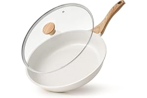 SENSARTE Nonstick Ceramic Frying Pan with Lid 8/9.5/10/11/12.5 Inch Omelet Pan Skillet, Free of Intentionally Added PFAS/PTFE