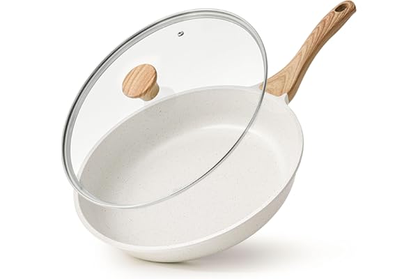 SENSARTE Nonstick Ceramic Frying Pan with Lid 8/9.5/10/11/12.5 Inch Omelet Pan Skillet, Free of Intentionally Added PFAS/PTFE