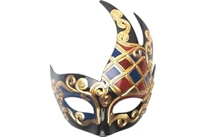 Seglorwy Masquerade Mask for Men Vintage Venetian Mardi Gras Halloween Christmas Party Masks (Black Multicolor)