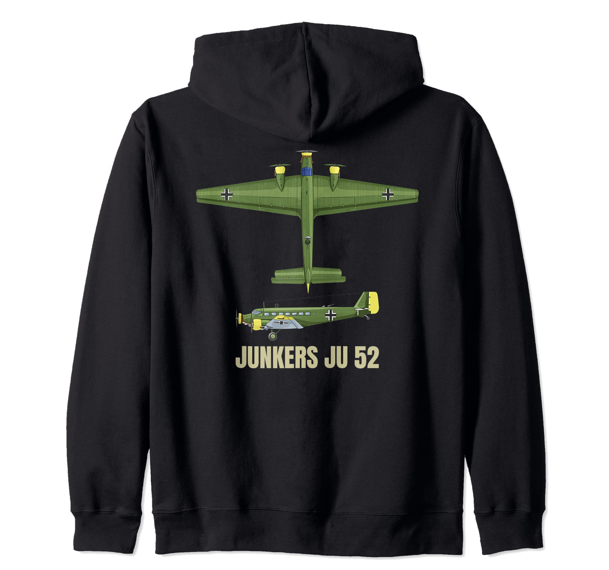 Ju 52 German WW2 Transport Aircraft Plane Diagram Zip Hoodie
