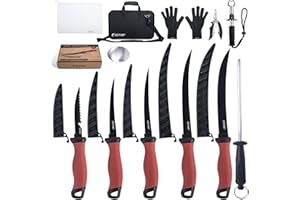 Goture Fillet Knife Kit Combo,3CR13 Stainless Steel Fishing Fillet Knifes Kit w/Non-slip Handle & Gloves,Fishing Pliers,Gripp