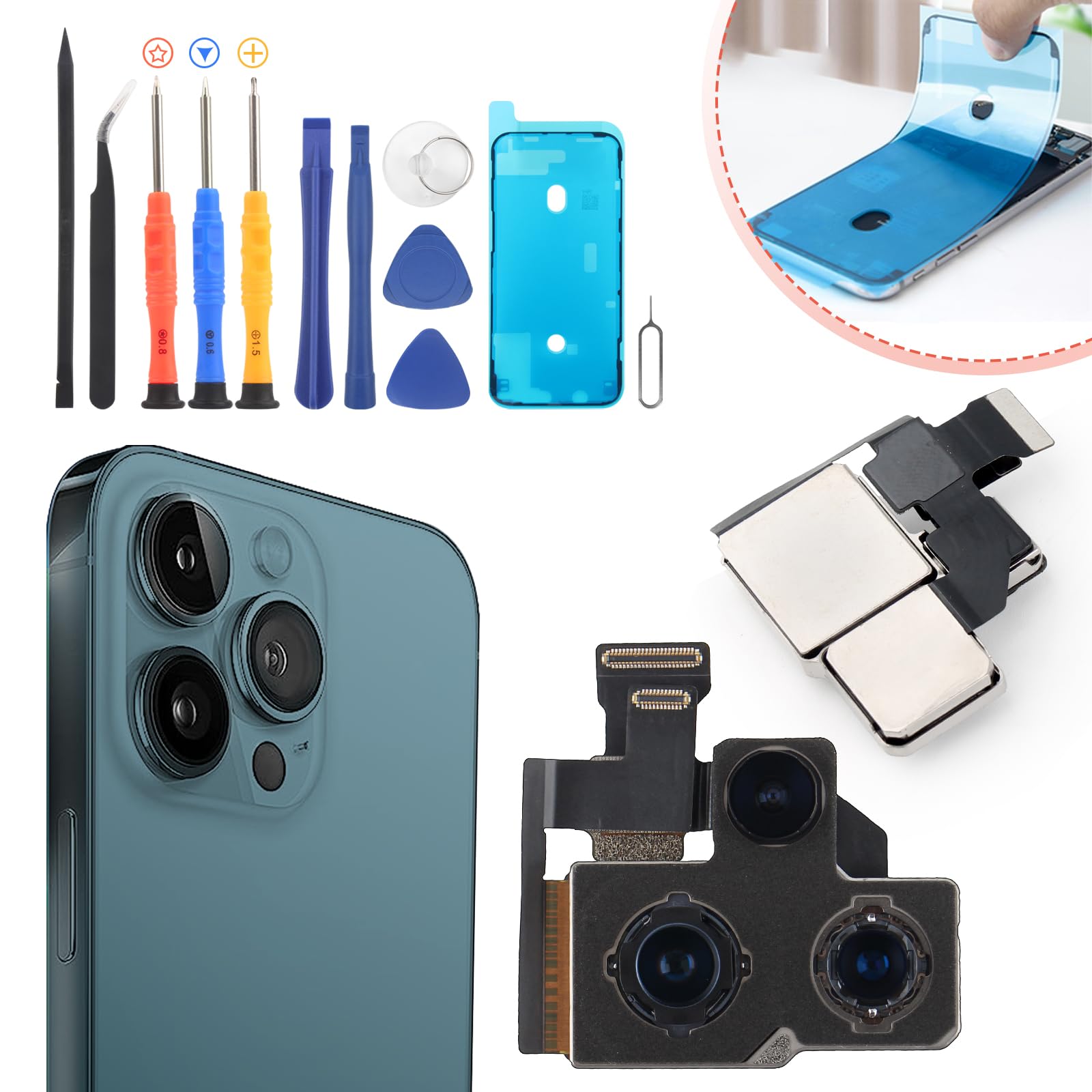 Photo 1 of YWLRONG for iPhone 12 Pro Max Main Back Camera Replacement for iPhone 12 Pro Max Main Rear Camera with Flex Cables Accessories Repair Parts with Tools