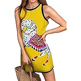 Summer Tank Dress for Women Y2k Beach Mini Tank Dresses Ocean Aline Sleeveless Sundress