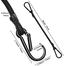 Bungee Cords with Carabiner, 8 Inch Long Heavy Duty