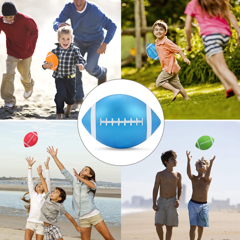 YAPA Football for Toddlers Mini Cute American Footballs Handheld Kids Toy,Bouncy and Soft 7.5”Inflate Beach Ball Come Deflate（Blue）