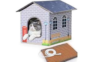 NAMOTEK Heated Cat House for Waterproof Insulated Outdoor Winter with Electric Heating Pad Providing Safe Feral Cats Easy to Assemble