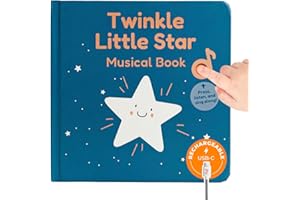Cali's Books Twinkle Twinkle Little Star – USB-C Rechargeable Musical Book for 1-Year-Old | Sound Book for Toddlers 1-3 with Bedtime Lullabies – Nursery Rhymes Musical Book