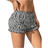 SHENHE Women's Y2k Gingham Shorts Ruffle Low Rise Elastic Waist Casual Summer Mini Shorts