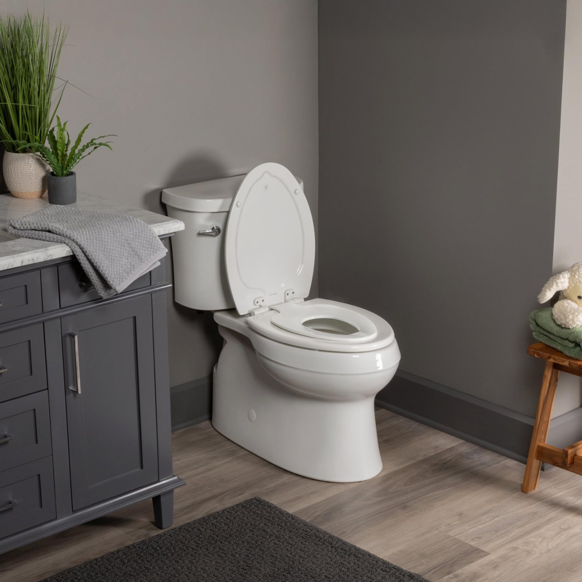 Mayfair NextStep2 Slow-Close Toilet Seat with Built-In Toddler Potty Training Seat, Removable, White, Elongated