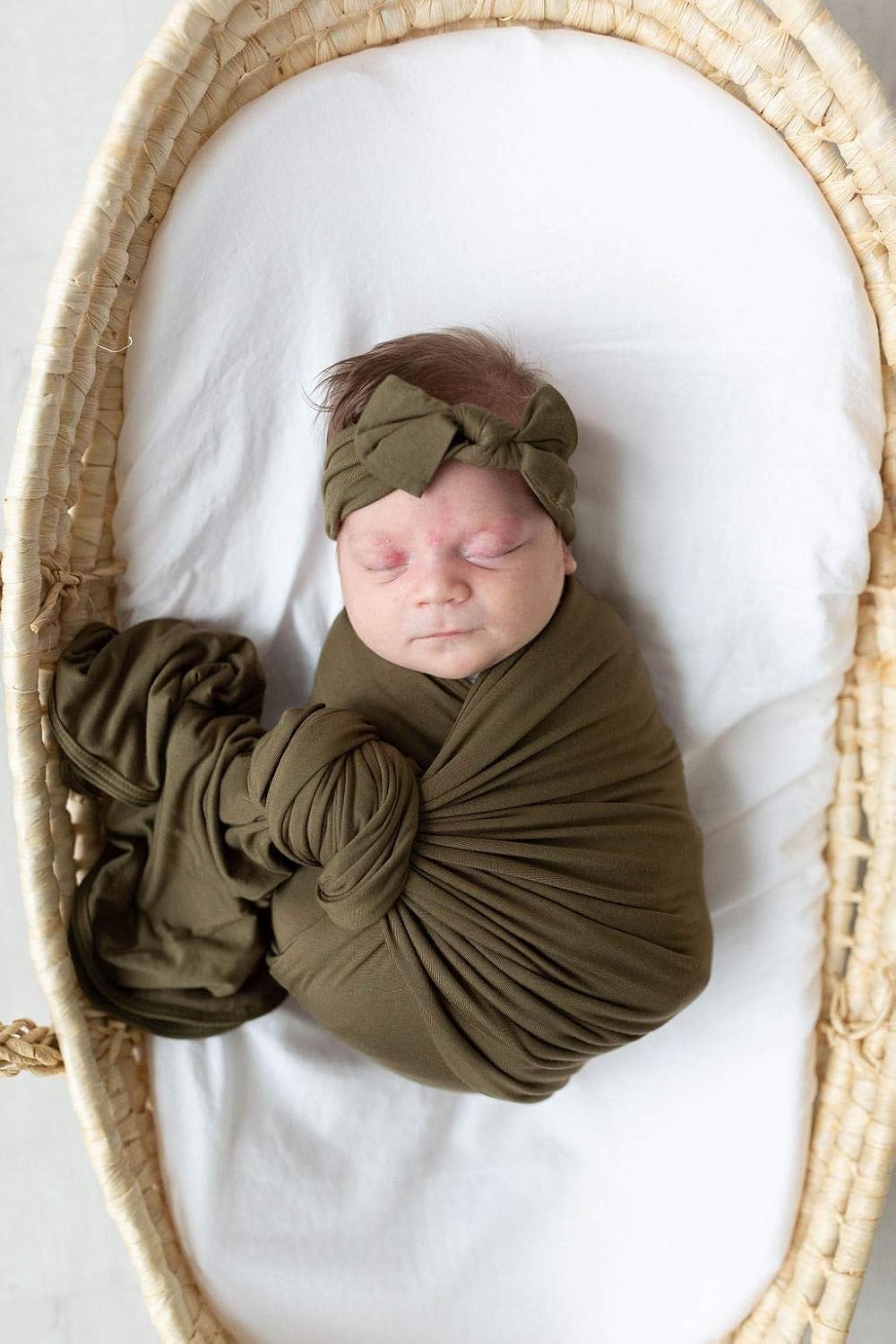 olive green swaddle set