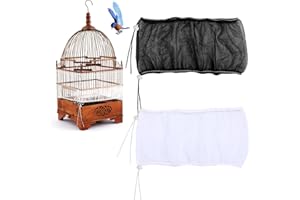 LELE LIFE 2Pcs Bird Cage Seed Catcher, Elastic Bird Cage Cover Airy Mesh Net with Adjustable Buckle, Birdcage Skirt Netting S