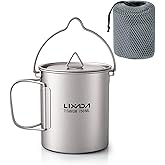 Lixada Titanium Water Mug Cup with Lid and Foldable Handle Ultralight 750ml Titanium Pot Portable Outdoor Camping Cooking Pic