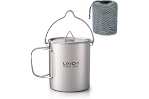 Lixada Titanium Water Mug Cup with Lid and Foldable Handle Ultralight 750ml Titanium Pot Portable Outdoor Camping Cooking Pic