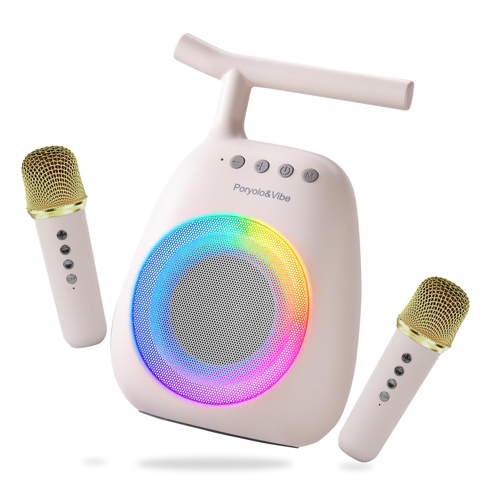 Photo 1 of Mini Karaoke Machine for Kids Adults Portable Bluetooth Speaker with 2 Wireless Microphones LED Lights Artistic Design 8-Hour Battery Support Family&Party Choice Fun for All Ages Gifts