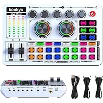Bonkyo Mixer de áudio, placa de som ao vivo F999 versão branca com