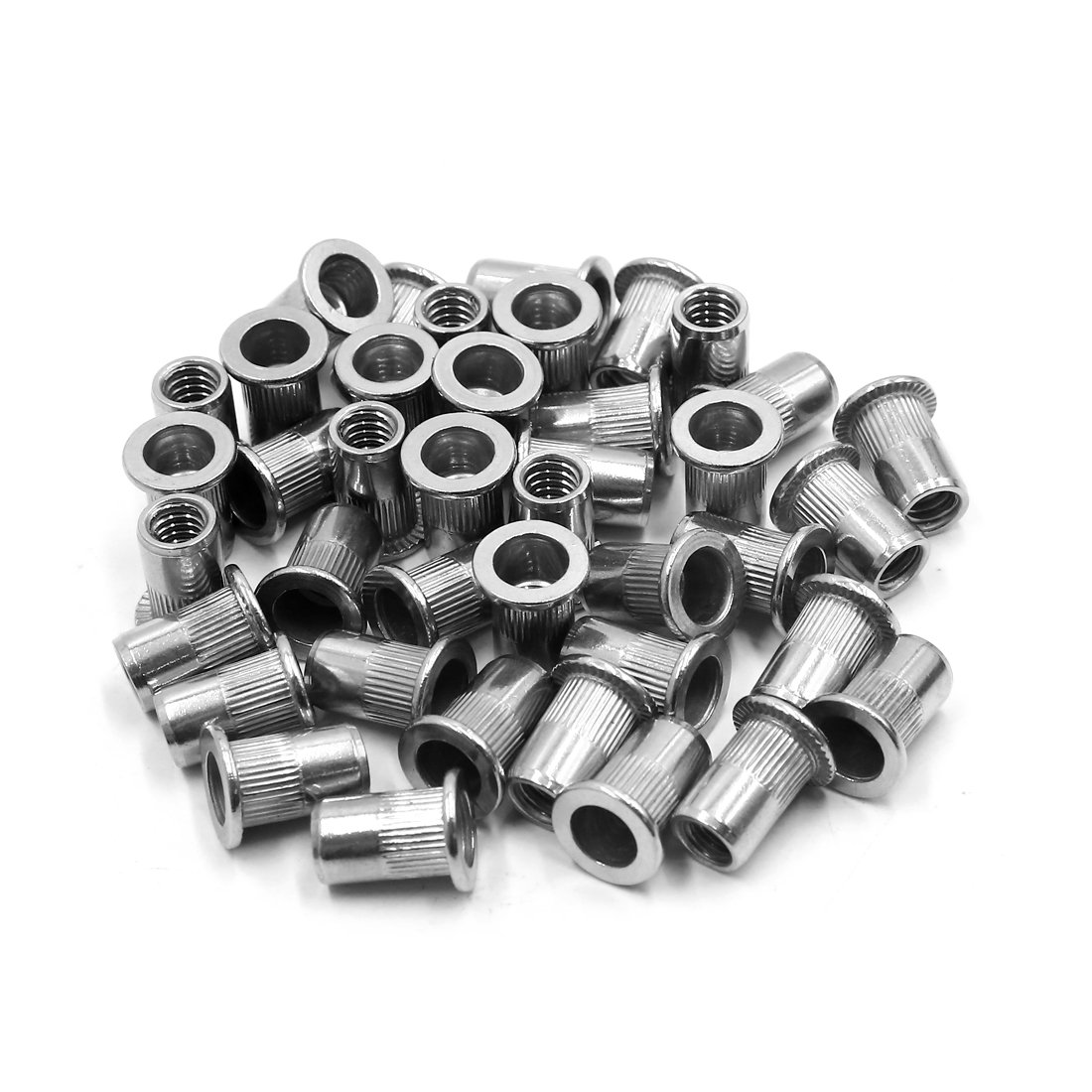 sourcingmap 40Pcs 304 Stainless Steel 1/4-20 UNC Car Flat Head Rivet Nut Insert