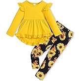 Doresbebe Toddler Girl Clothes Kid Fall Outfit Ruffle Sleeve Shirt Top Floral Pants Winter Clothing Set