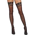 Dreamgirl Women's Sheer Thigh-High Stockings with Silicone Lace Top