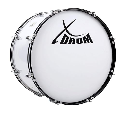 XDrum MBD-222 Marsch Bass Trommel, Fußball Pauke 22' x 12' (7,5 kg, 4 Ösen, Spannschrauben, inkl. Paar Schlägel, Tragegurte, 