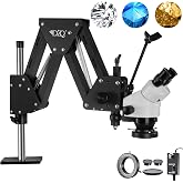 DZQ ZQ-1 Multi-Directional Microscope 7X-45X Magnification 0.5X Barlow Lens | 0.7X-4.5X Zoom Objective, Includes Multi-Directional Spring Bracket,60-Led Ring Light