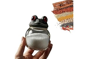 Witchy Frog Apothecary Spice Jars with Frog Lids, Handcrafted Vintage Glass Storage Jars with Red-Eyed Fro-g Lids, for Salt S