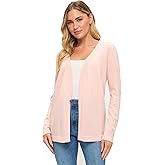 Mariyaab Women's 100% Cashmere Soft Long Sleeve Front Drape Open Cardigan