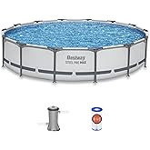 Bestway Steel Pro MAX 14' x 33" Round Above Ground Pool Set with Pump | Metal Frame Pool, Corrosion-Resistant Steel, Puncture-Resistant Liner, Filter Pump, No-Tool Setup, Quick-Click Connectors