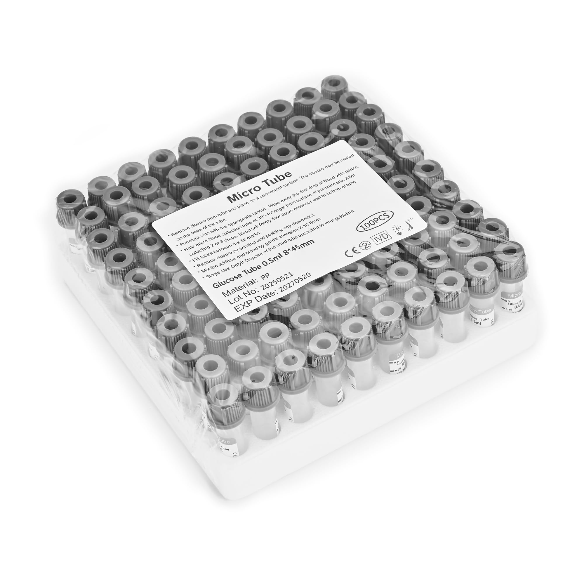 Meterbox Micro Blood Collection Tubes 0.5ml Glucose