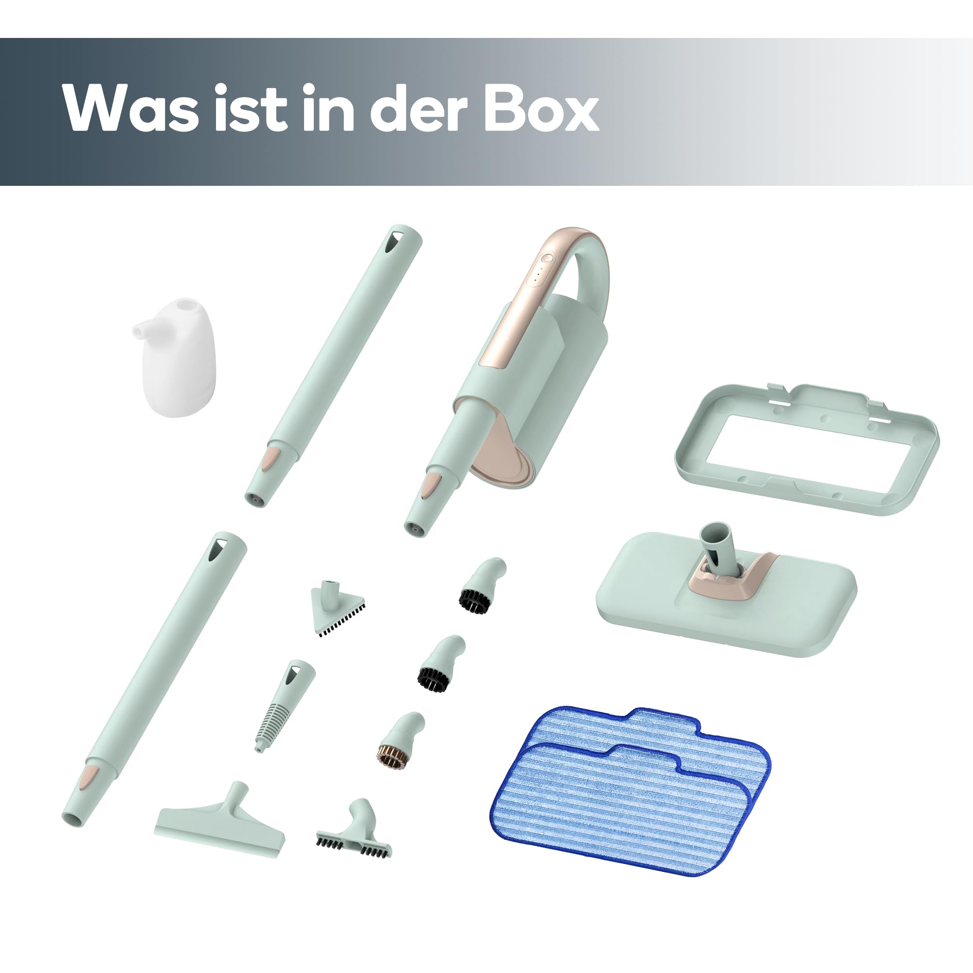 Newbealer 2-in-1 Dampfreiniger, 1200W Handgerät mit abnehmbarem Reiniger, 3 Dampfstufen, 7 Zubehörteile und 2 Mikrofaserpads, Ideal für Alle Böden, Teppiche 8