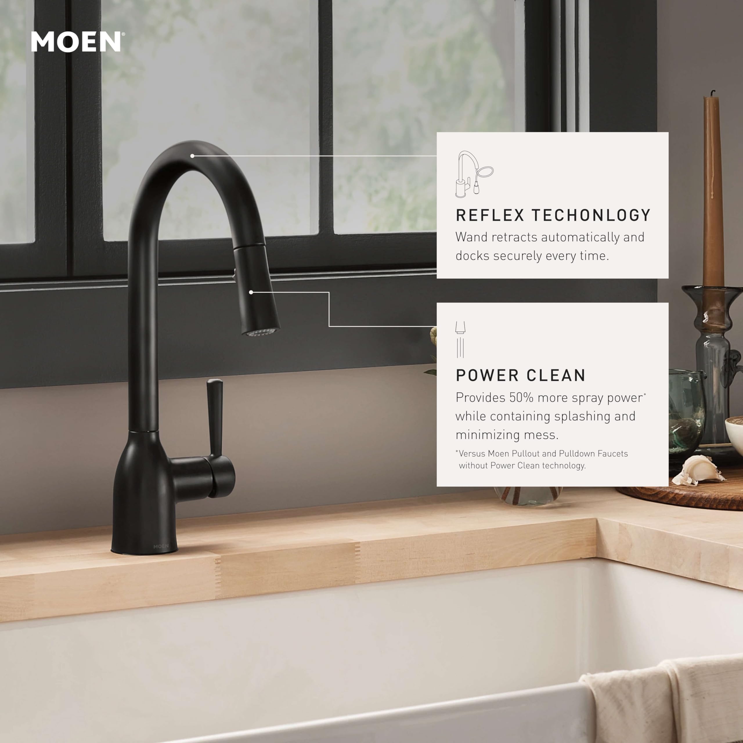 Moen Adler Spot Resist Stainless One-Handle High Arc Pulldown Kitchen Faucet with Power Clean, 87233SRS