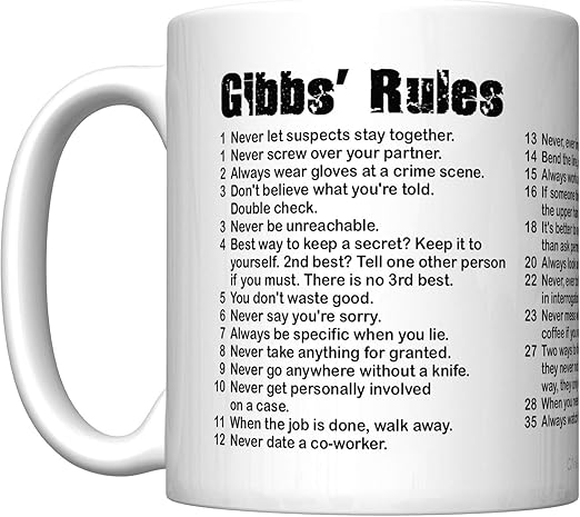 Amazon Com Ncis 2020 Gibbs Rules Coffee Mug With Distressed Title Newest Edition Grd Kitchen Dining