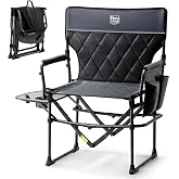 TIMBER RIDGE 400lbs Heavy Duty Camping Chair Portable Directors Chair | Folding Camp Chair with Side Table &amp; Pocket Compact Size for Outdoor, Lawn, Sports and Fishing, Black