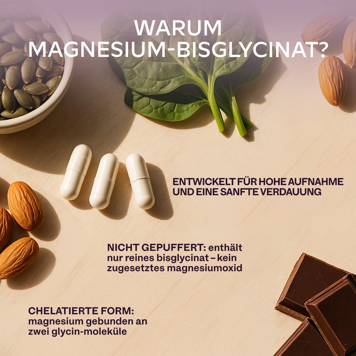 Magnesium Bisglycinat Hochdosiert 2505mg | 300mg Elementares Magnesium, Glycinat Kapseln Vegan - Ungepuffertes Magnesiumglycinat Chelat - 180 Bisglycinat Kapseln 4