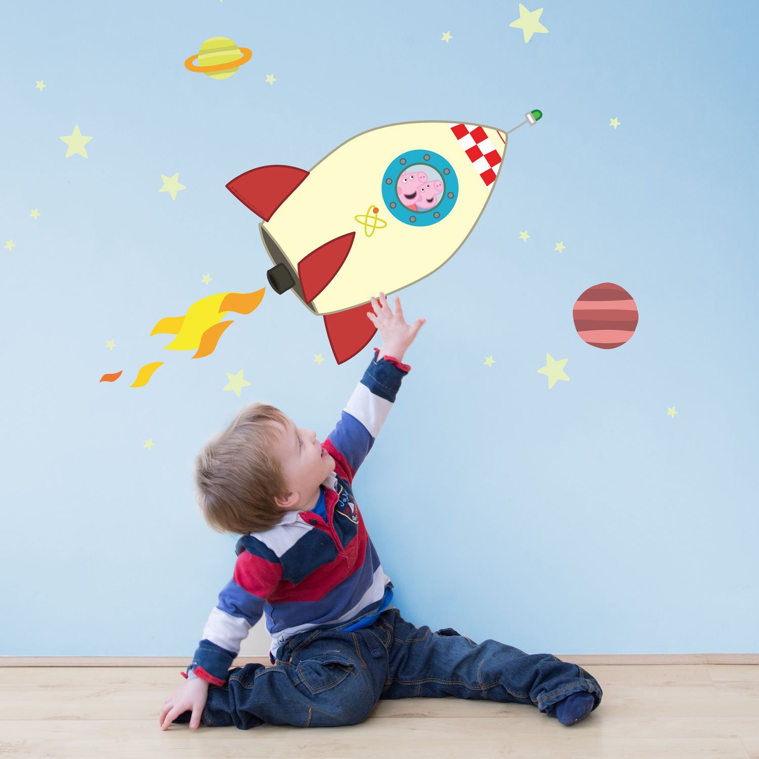 Peppa Pig and George in space wall stickers pack | Official Peppa Pig wall stickers range