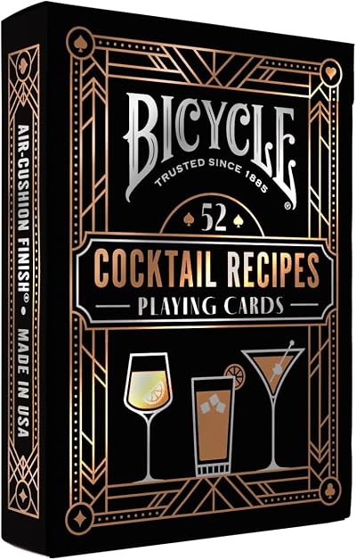 Bicycle Cocktail Playing Cards Deck with Recipes Black 52 Cards USA Made