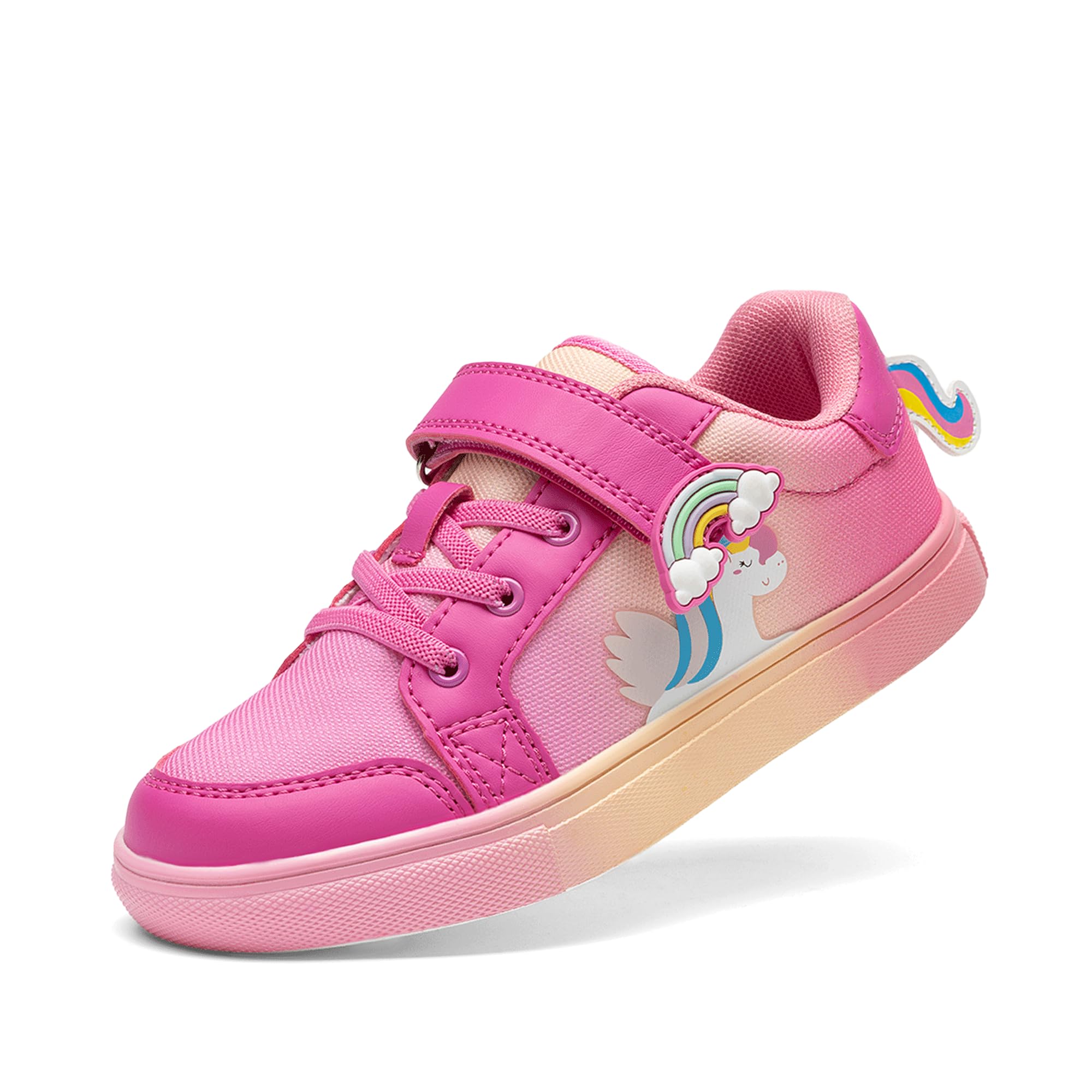 DREAM PAIRS Girls Shoes Toddler Sneakers Rainbow Storybook Casual School Walking Footwear for Toddler/Little Kids,Size 1 Little Kid,Hot Pink/Rainbow,SDFS2308K Image