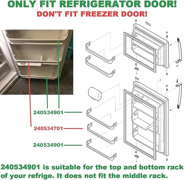 [UPGRADE] 2PCS 240534901 REFRIGERATOR DOOR SHELF BAR RAIL, FIT FOR FRIGIDAIRE KENMORE, REPLACE 948954, AP3214630, PS734935, EAP734935 DOOR SHELF RETAINER BAR