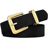 WHIPPY Women Suede Belt for Jeans Pants Casual Fashion Ladies Waist Belts with Retro Gold Buckle