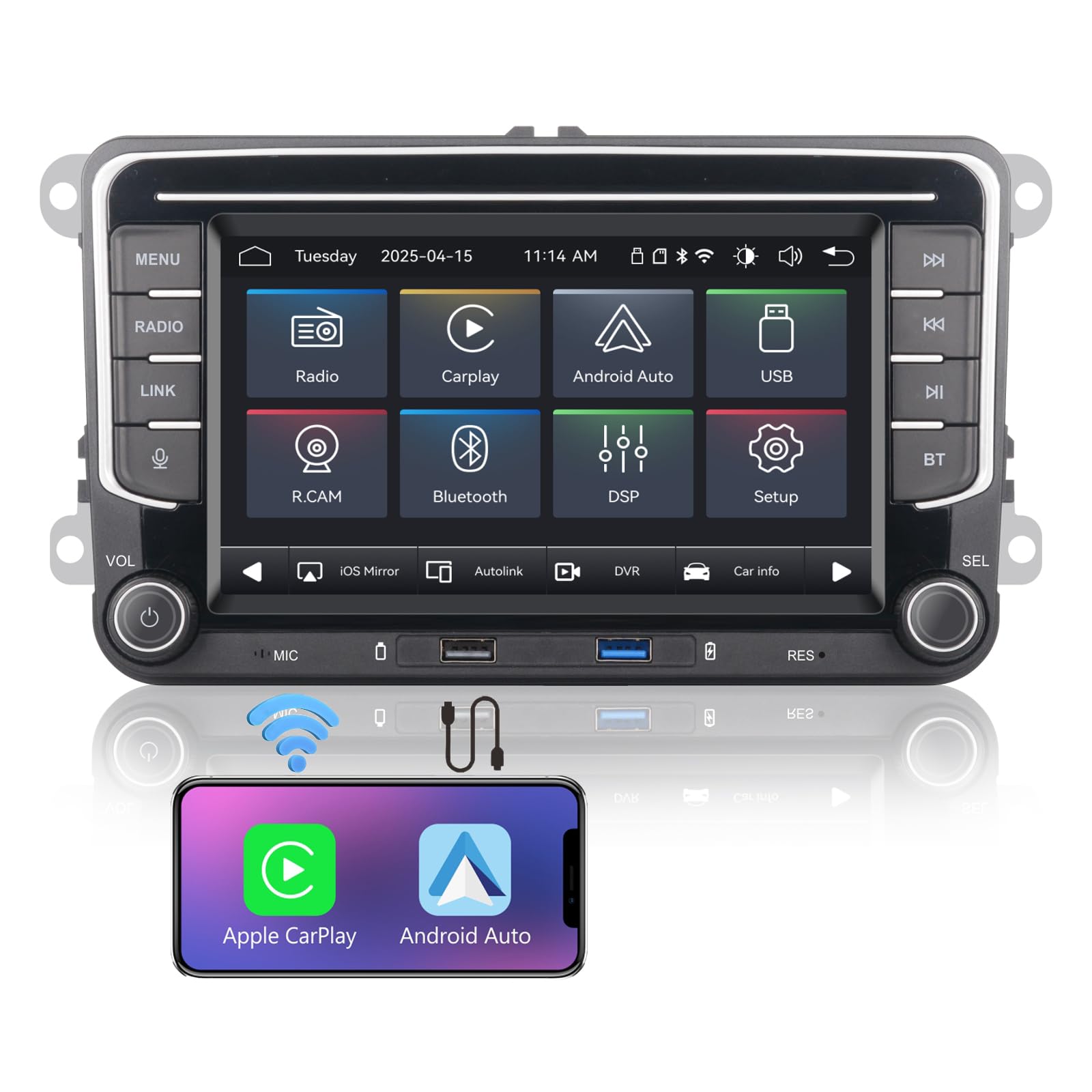 Photo 1 of Fast Boot Linux Car Stereo | Compatible for VW Golf 5 6 Passat Jetta Caddy EOS T5 Touran CC Polo with Wireless Carplay Android Auto Bluetooth FM AM RDS Radio | 100W DSP |
