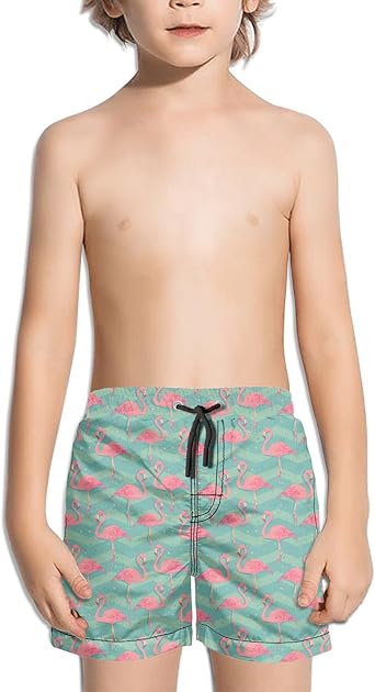 Ouxioaz - Bañador para Niño, Diseño de Flamenco Rosa en Color Negro