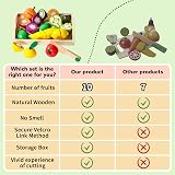 yoptote Wooden Play Food Set 10 Types Fruit Preschool Kitchen Toys Cutting Veg view 6