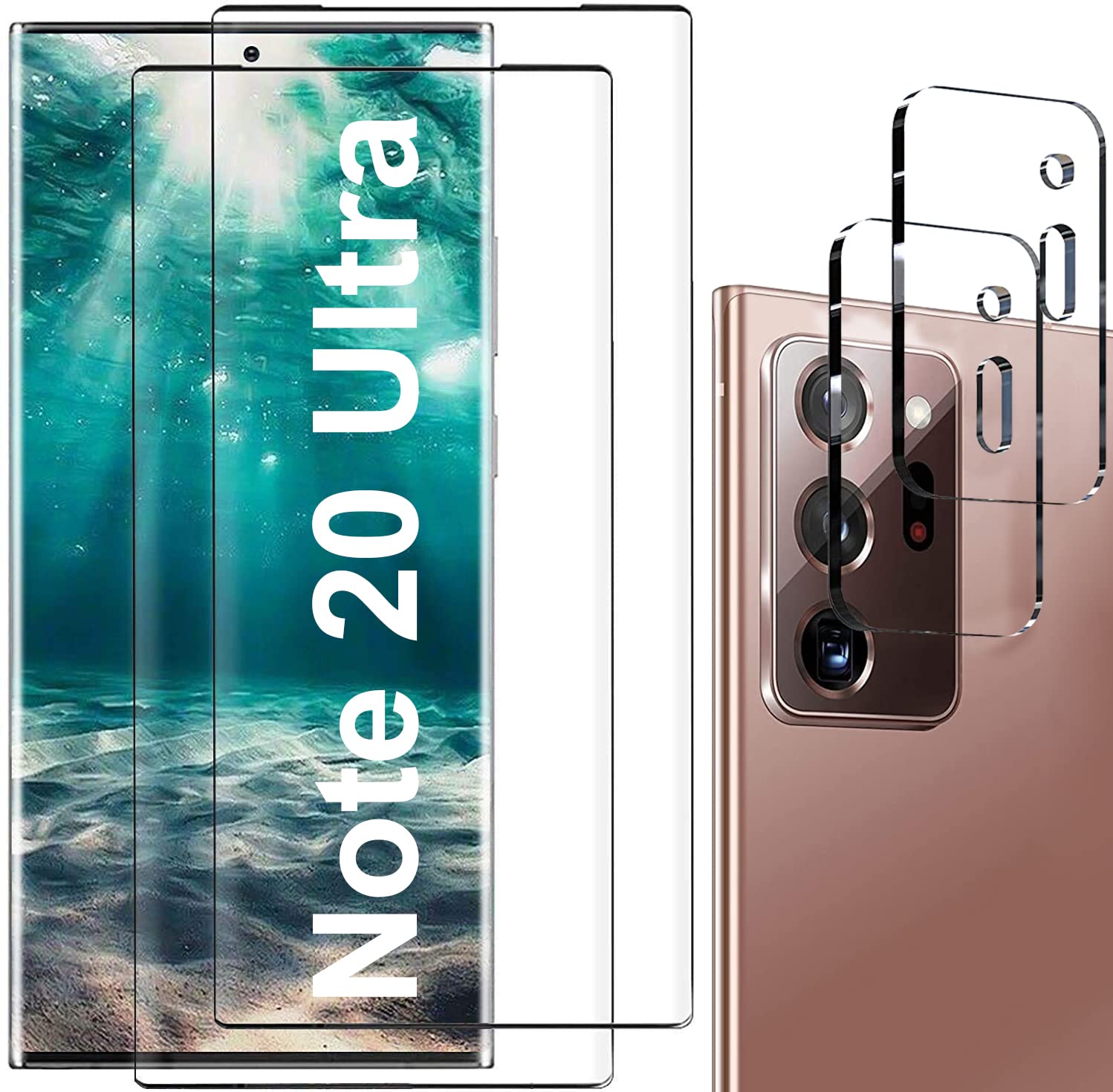 Photo 1 of [2+2 Pack] Screen Protector for Samsung Galaxy Note 20 Ultra/Note 20 Ultra 5G,9H Tempered Glass,Ultrasonic Fingerprint Compatible,3D Curved,HD Clear,Bubble-Free for Galaxy Note 20 Ultra Glass Protector