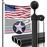 IIOPE 16FT Heavy Duty Flag Pole for Outside House – 13-Gauge Extra-Thick Aluminum Flagpole, Complete Set with USA Flag & All Hardware to Fly Two Flags – Great for Patriotic Displays & Gift Giving