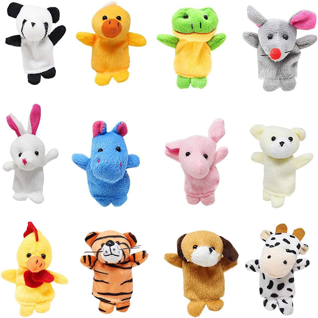 Mitcien 12 PCS Animal Finger Puppets Toys for Kids Toddlers Stocking Stuffers with Plastic Printed Bright Eggs Toys for 2 3 4 5 6 7 8 9 10 Year Old Boys Girls Kids Toddlers Gift Presents