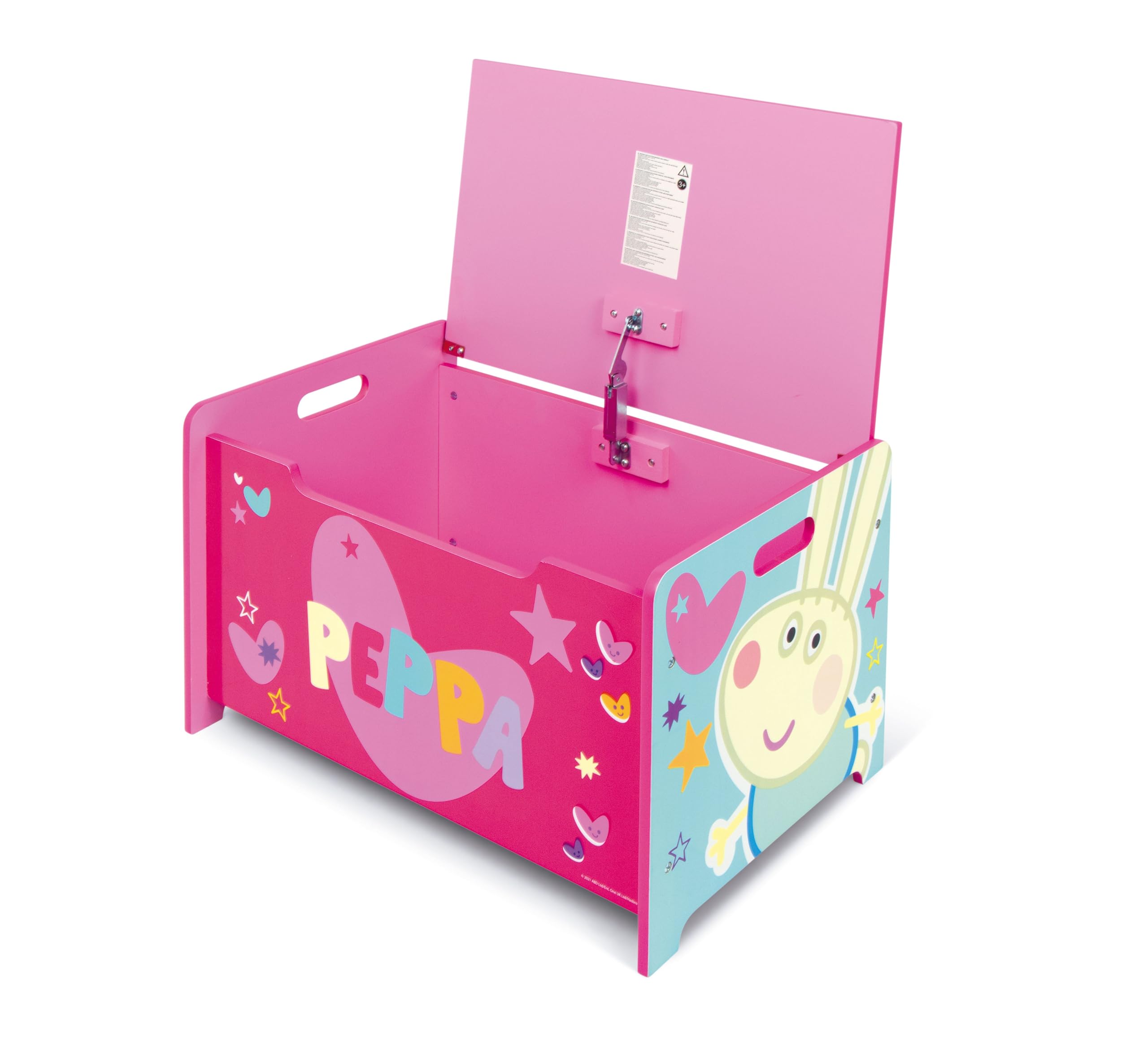 ARDITEX Peppa Pig Wooden Toy Chest and Children's Bench to Sit on, Large Storage, Lid with Safety Lock, Easy to Assemble and Move, 62.5 x 40 x 37 cm, Pink